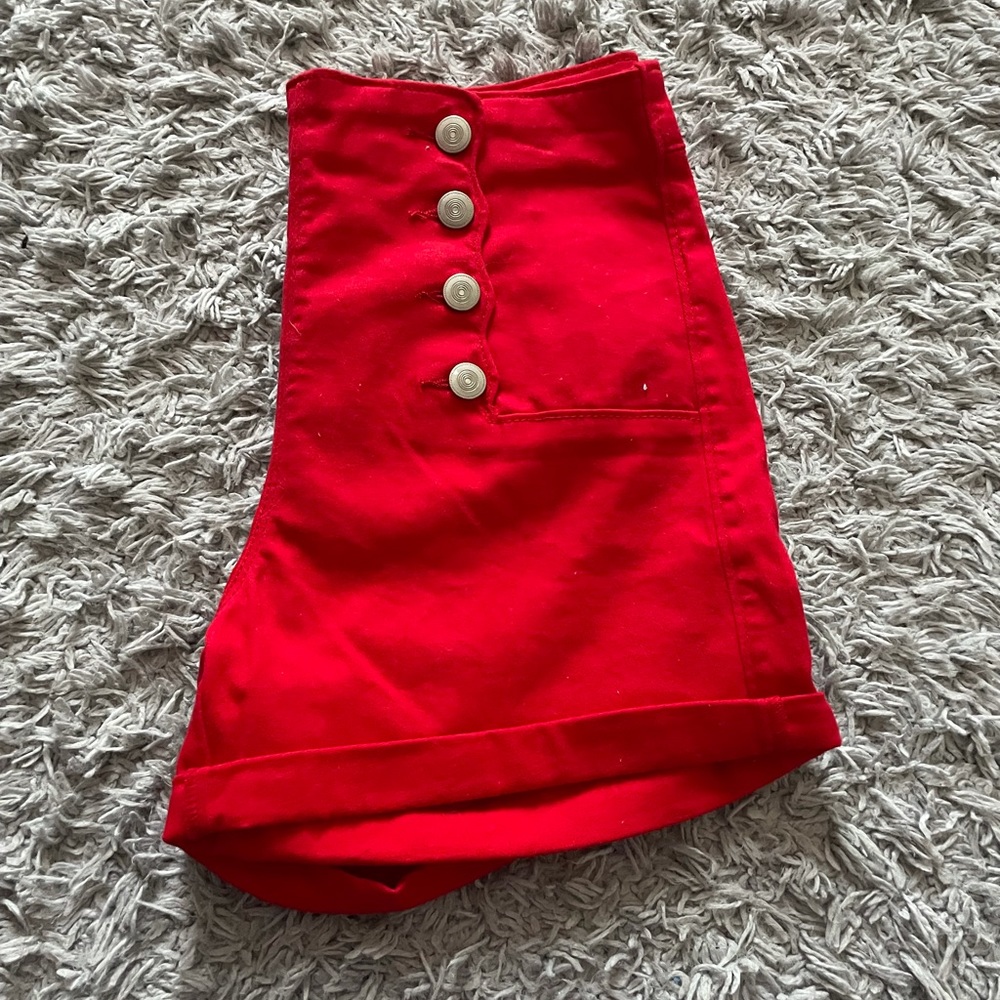 High waisted button fly shorts